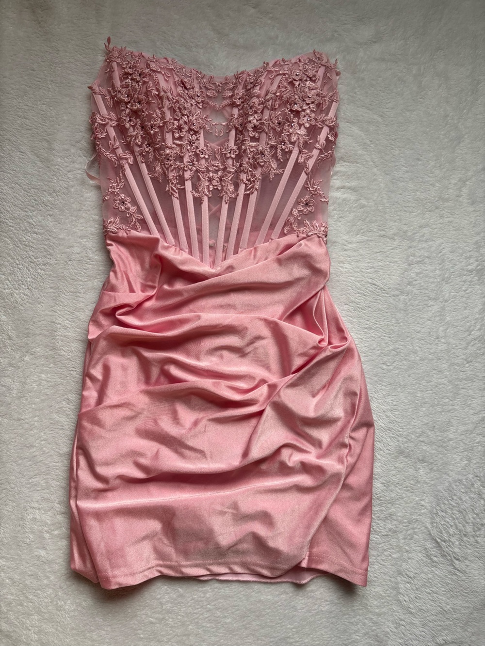 Windsor Pink Satin Chemise with Lace Insets